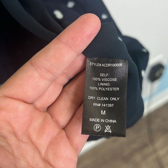 Urban Outfitters - ASTR The Label Button Wrap Polka Dot Navy Midi Dress Size M - Picture 8 of 12